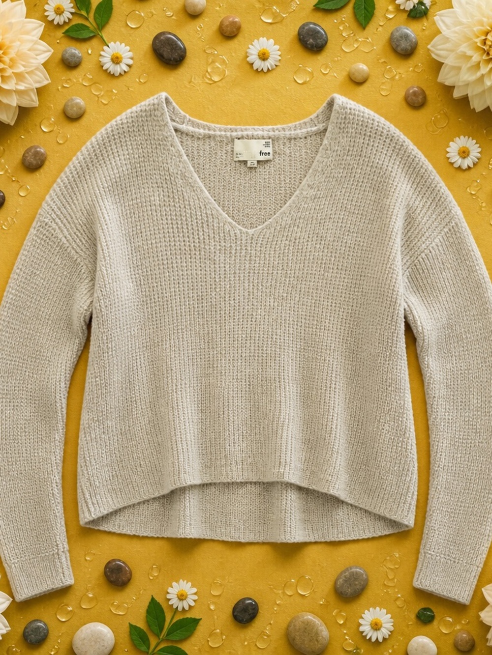 Wilfred Cream V-Neck Waffle Knit Sweater